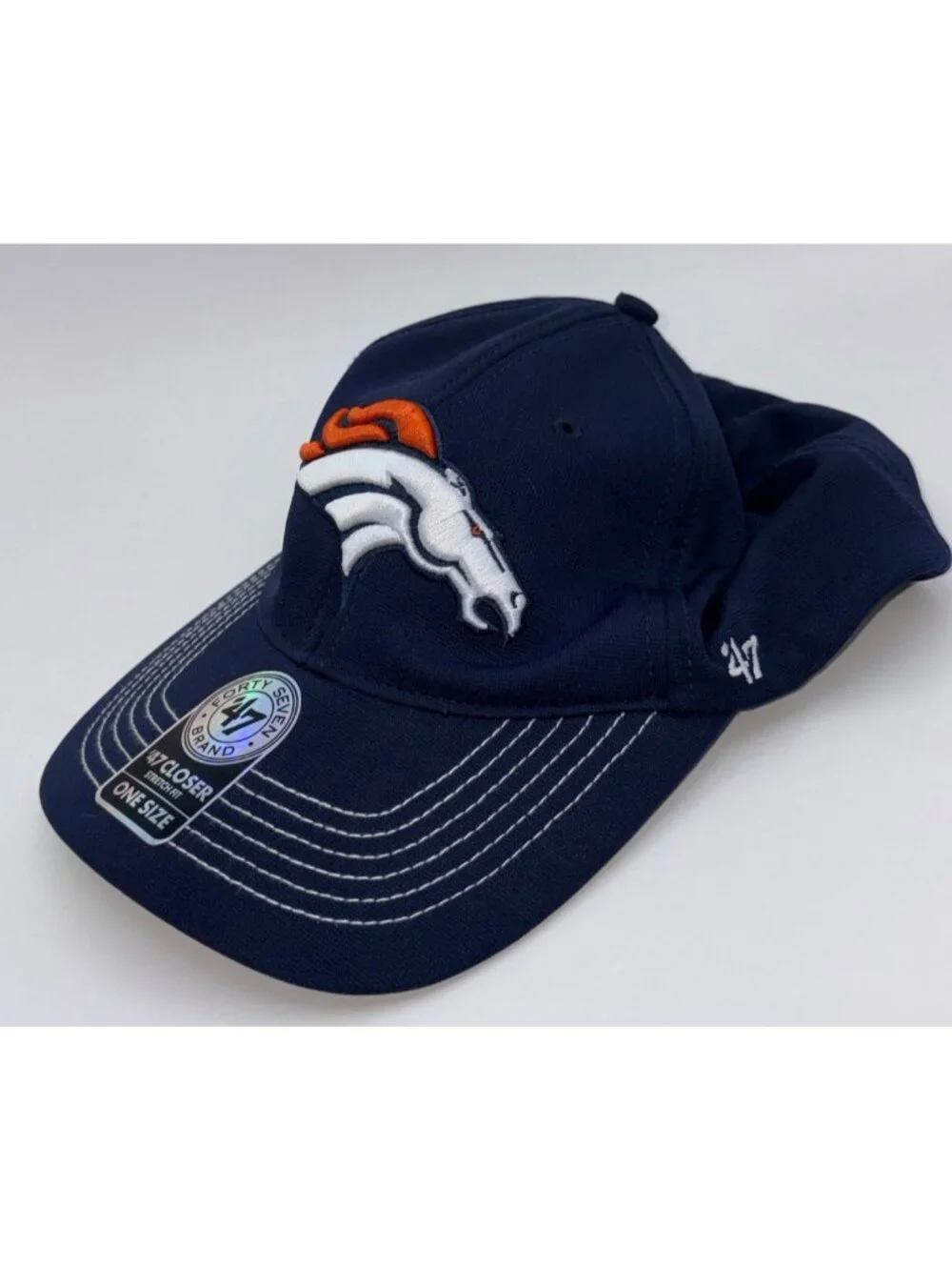 Denver Broncos 47 Brand Closer Stretch Fit Hat Cap One Size NFL Navy NWT